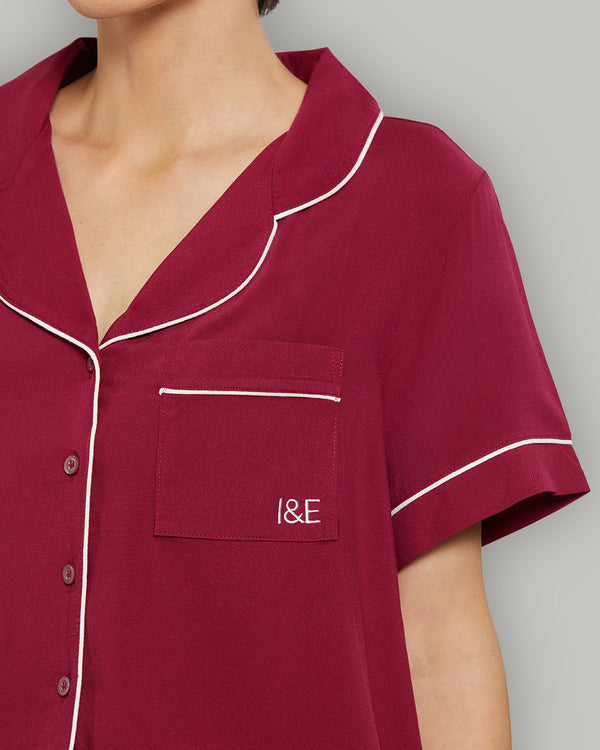 WOMEN'S SHORT SLEEVE PAJAMA SET Burgandy / S