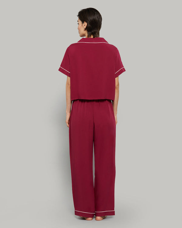 WOMEN'S SHORT SLEEVE PAJAMA SET Burgandy / S