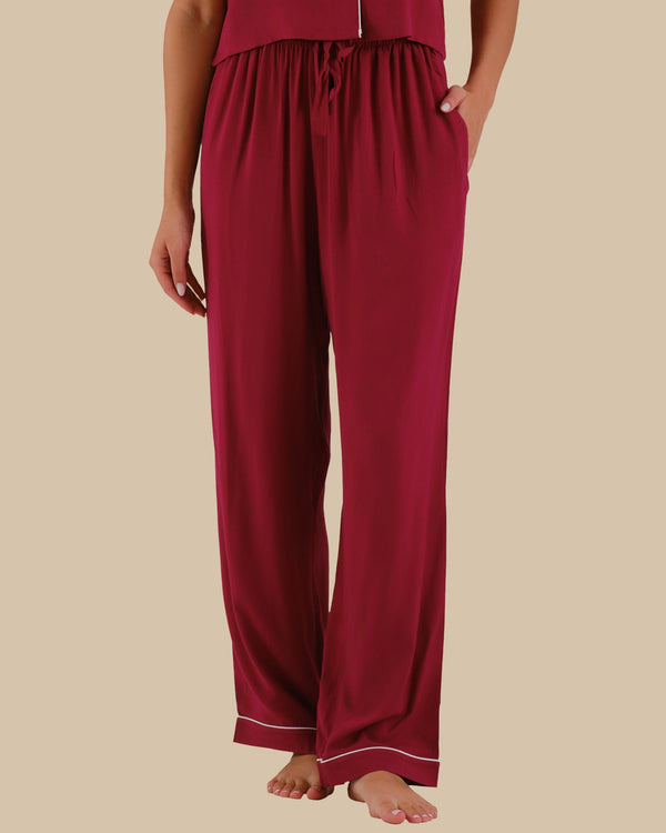 WOMEN'S SHORT SLEEVE PAJAMA SET RED-LSI / S