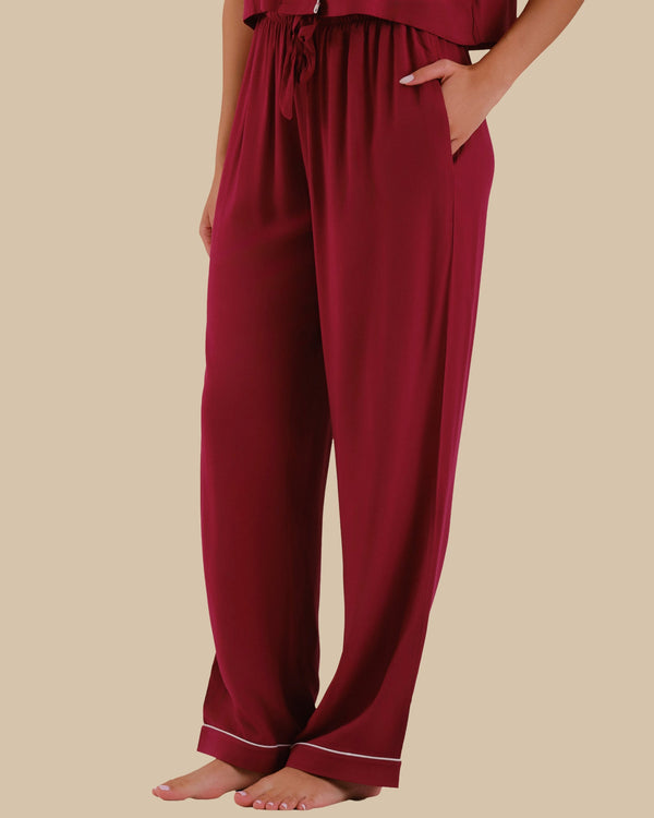WOMEN'S SHORT SLEEVE PAJAMA SET RED-LSI / S