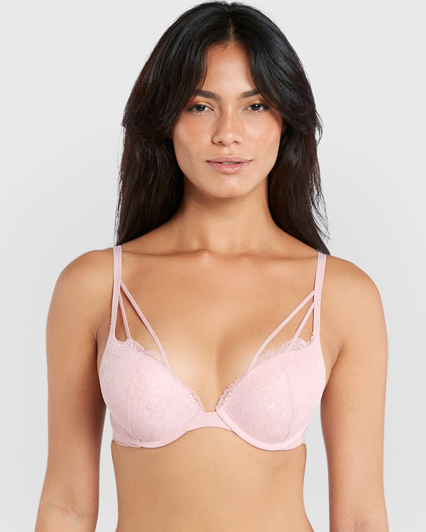 Isla & Evie Obvious Double Pushup Plunge Bra Pink / 34B