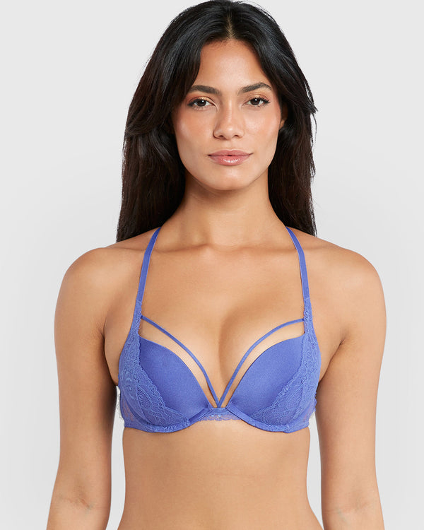 Isla & Evie Obvious Gel Padding Plunge Bra Blue / 34B