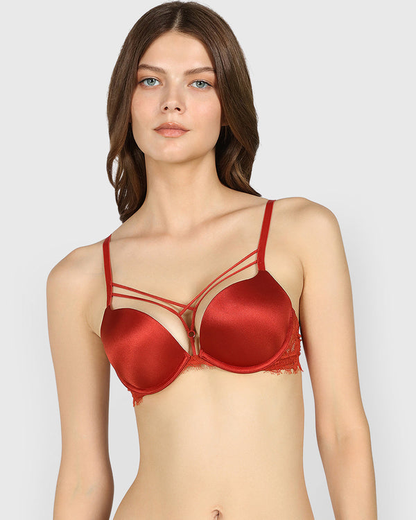 Isla & Evie Obvious Gel Padding Plunge Bra RED OCHRE / 34B