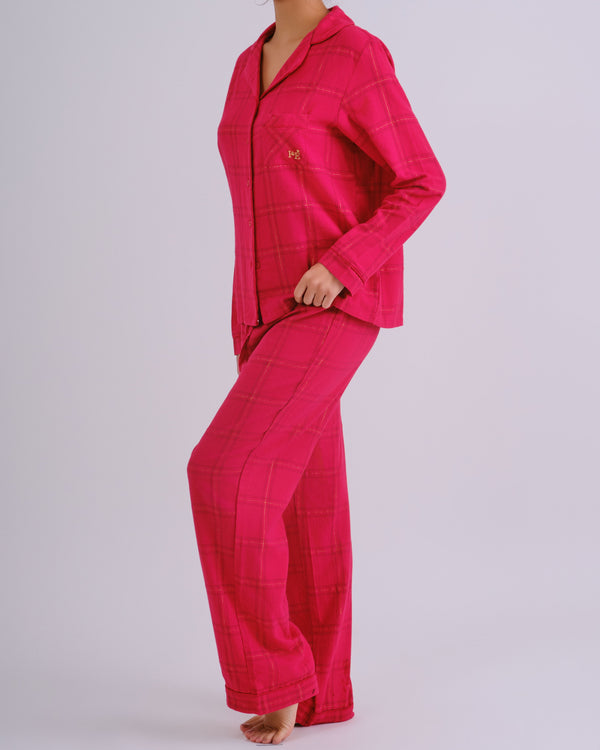 Holiday Flannel Long Pj Packs TEAL LUREX CHECK-LSI / MED