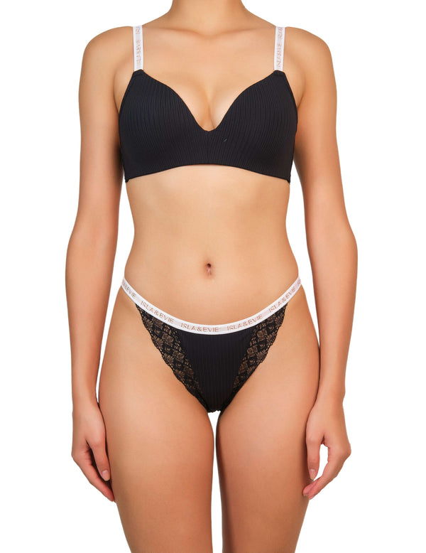 Isla & Evie Trendy Thong Black / MED