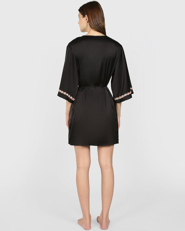 Isla & Evie Sexy Sleep Robe BLACK / S