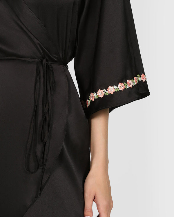 Isla & Evie Sexy Sleep Robe BLACK / S