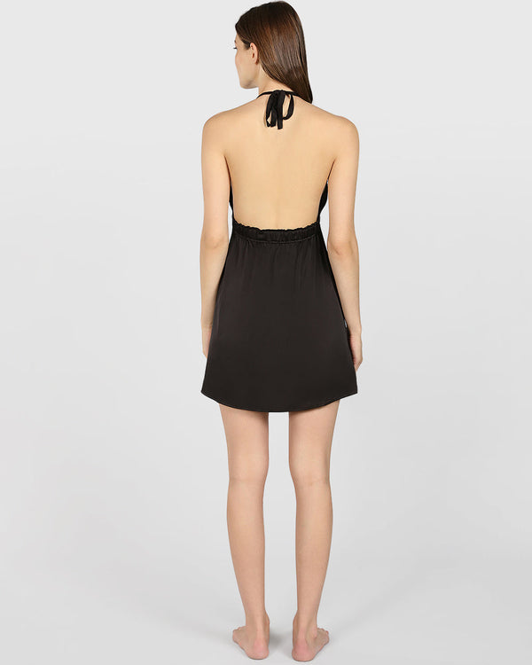 Isla & Evie Sexy Sleep Slip Dress BLACK / S