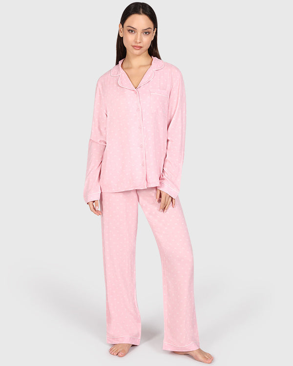 Isla & Evie Casual Lounge 2-Piece Long Pant Light Pink / S