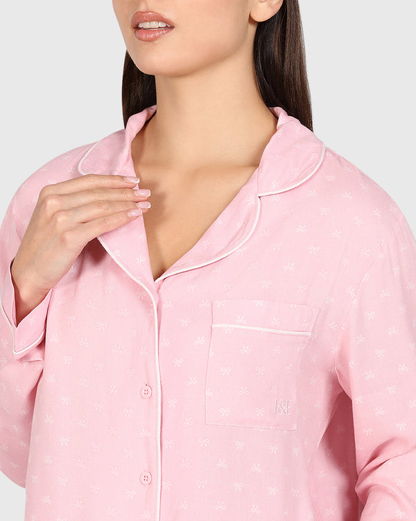 Isla & Evie Casual Lounge 2-Piece Long Pant Light Pink / S