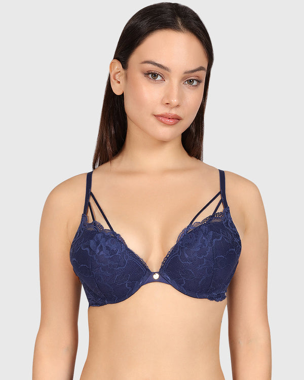 Isla & Evie Obvious Double Pushup Plunge Bra Dark Blue / 34B