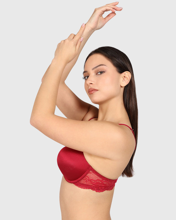 Isla & Evie Obvious Double Pushup Plunge Bra Dark Red / 34B