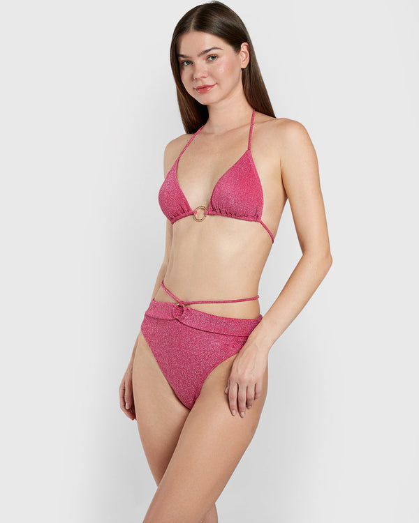 Isla & Evie Triangle Bikini Top Pink / S