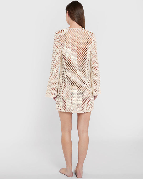 Isla & Evie Short Crochet Cardigan Cream / S