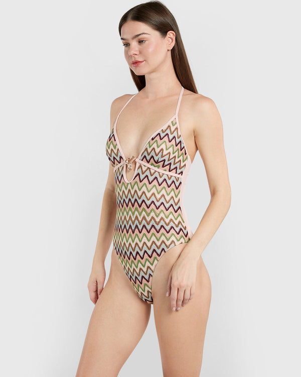 Isla & Evie Crochet Decal Swimsuit Multicolor / S