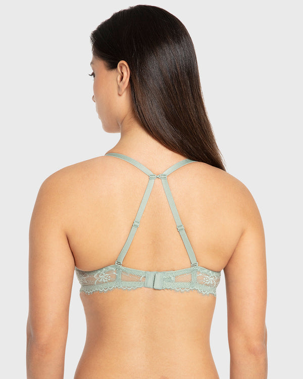 Isla & Evie Iceberg Green Double Push Up Plunge Bra