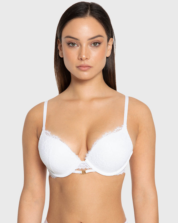 Isla & Evie Bright White Double Push Up Plunge Bra