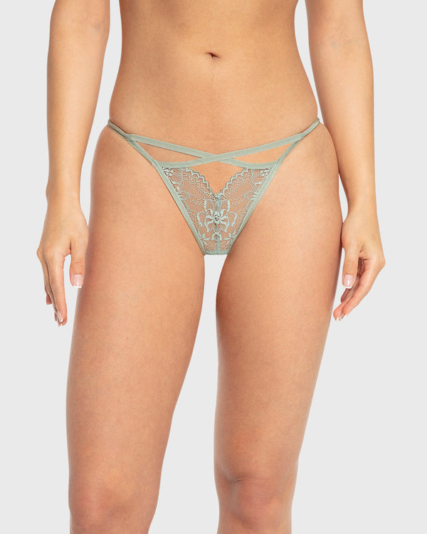 Isla & Evie Iceberg Green Lace String
