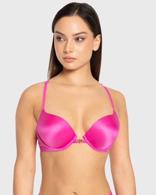 Isla & Evie Rose Violet Double Push Up Plunge Bra