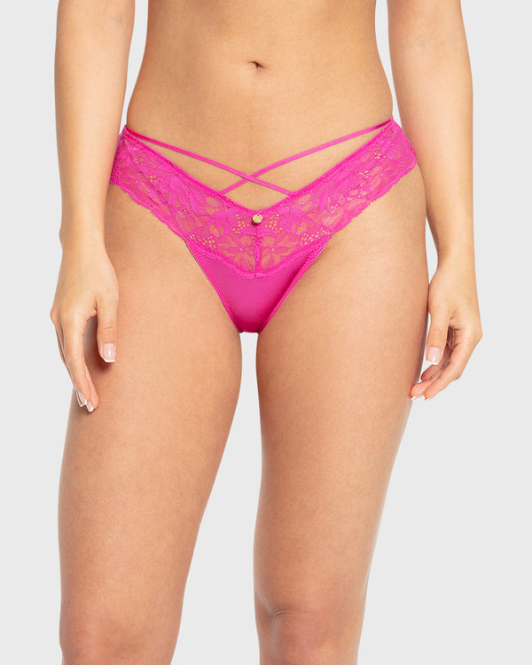 Isla & Evie Rose Violet Lace And Micro Cheeky