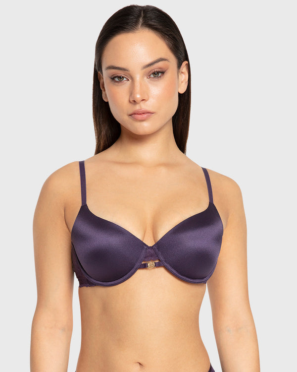 Isla & Evie Purple Velvet Lightly Lined Full Coverage Bra