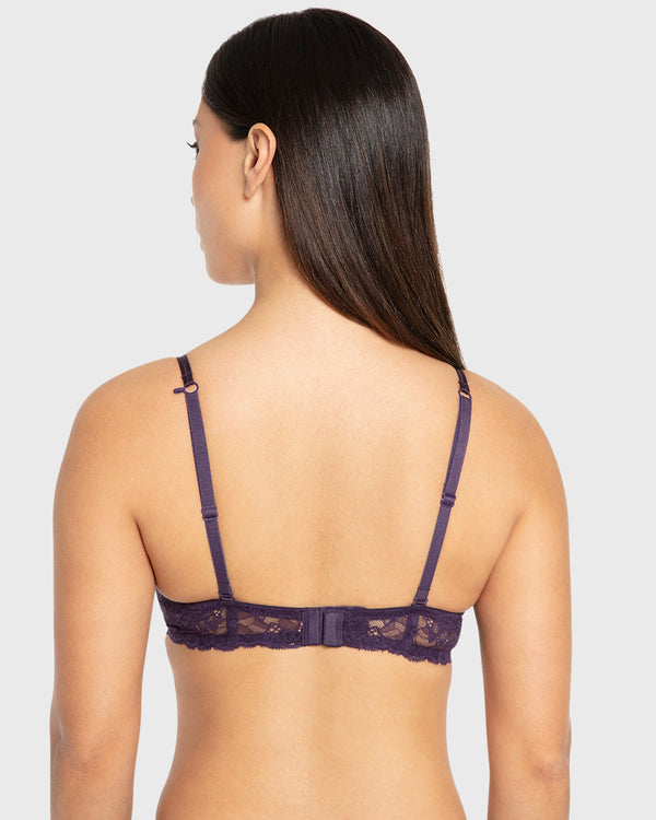 Isla & Evie Purple Velvet Double Push-Up Plunge Bra