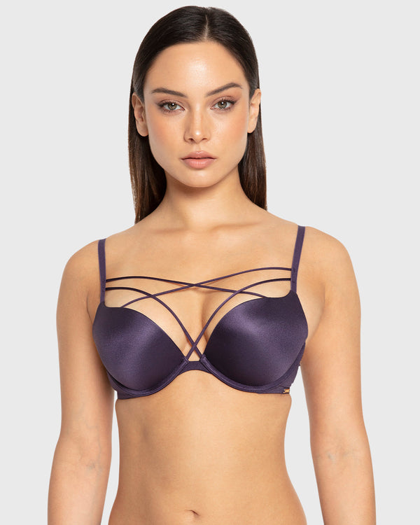 Isla & Evie Purple Velvet Gel Padded Plunge Bra