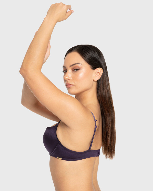 Isla & Evie Purple Velvet Gel Padded Plunge Bra