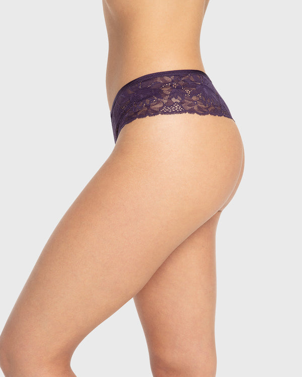 Isla & Evie Purple Velvet Lace Thong