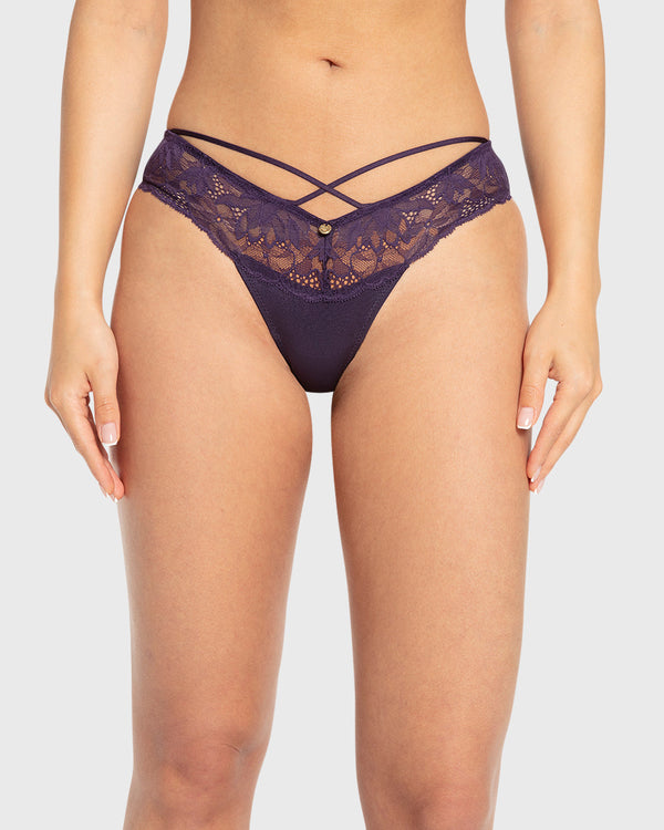 Isla & Evie Purple Velvet Lace Cheeky