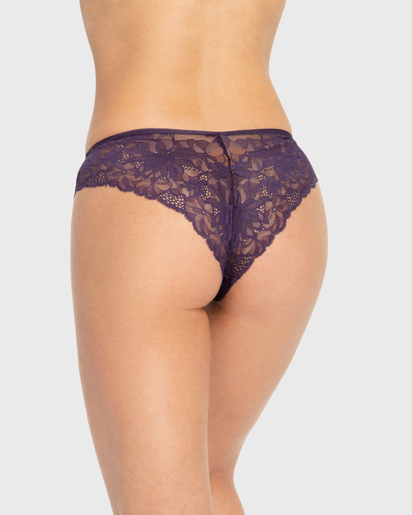 Isla & Evie Purple Velvet Lace Cheeky