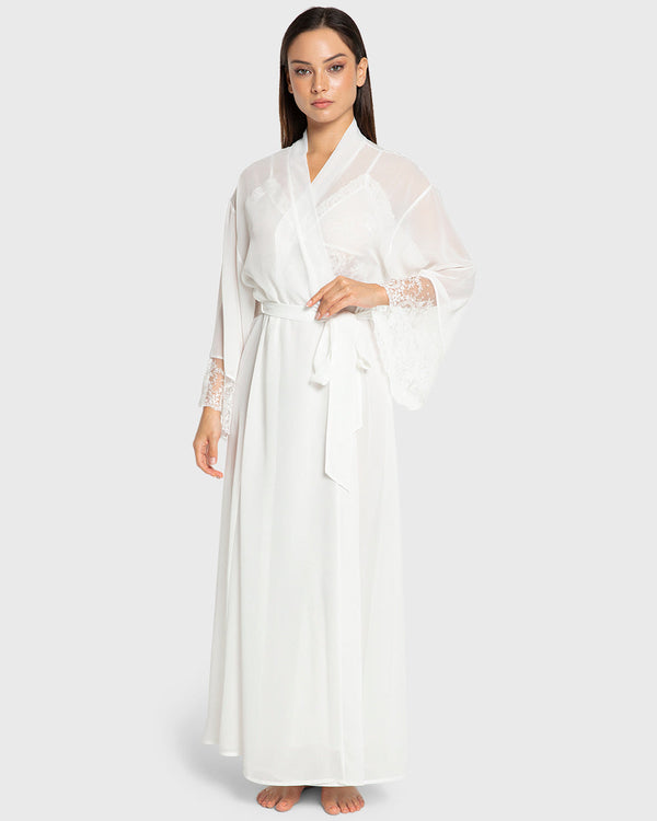 Isla & Evie Bright White Chiffon Robe