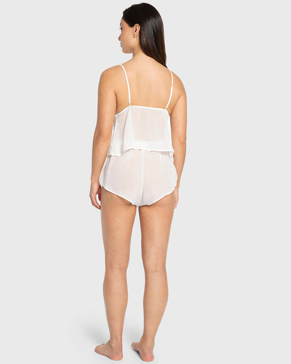 Isla & Evie Bright White Chiffon Cami Pajama Set