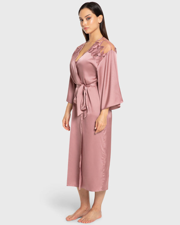 Isla & Evie Nostalgia Rose Satin Robe
