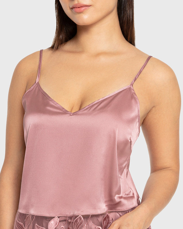 Isla & Evie Nostalgia Rose Satin Pajama Set