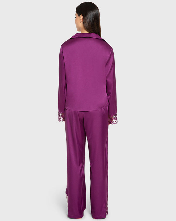 Isla & Evie Purple Potion Satin Pajama Set