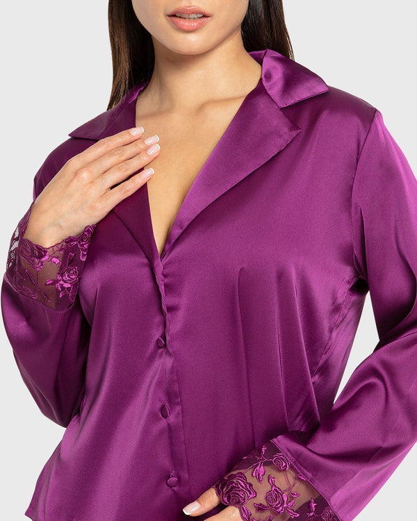 Isla & Evie Purple Potion Satin Pajama Set