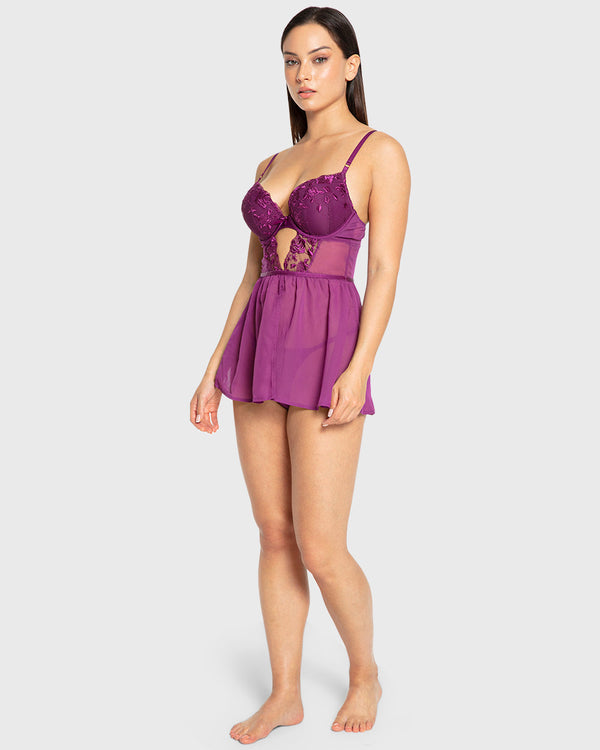 Isla & Evie Purple Potion Mesh Babydoll