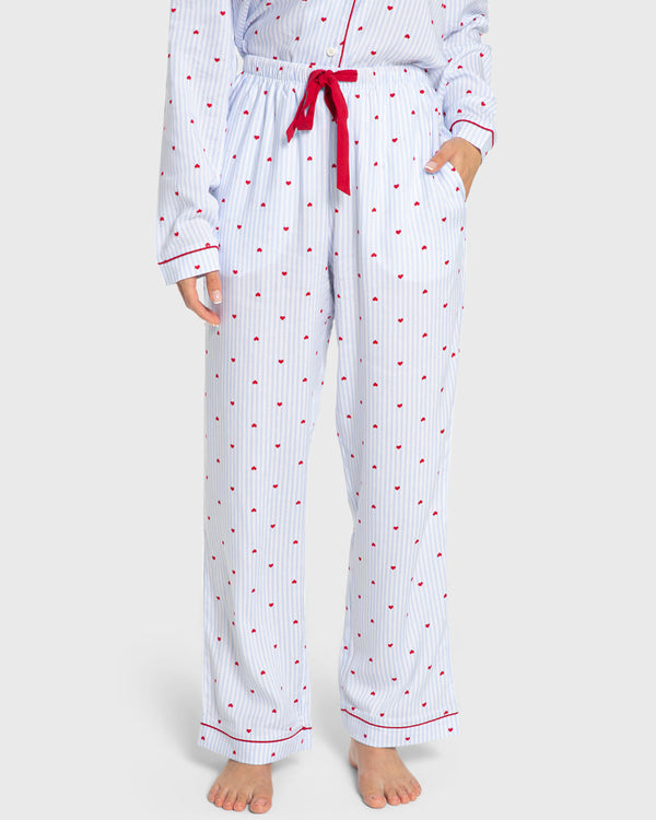 Isla & Evie Blue Heart Print Viscose Pajama Set