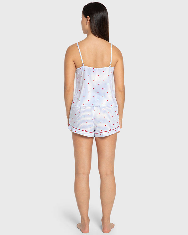 Isla & Evie Blue Heart Print Viscose Cami Pajama Set