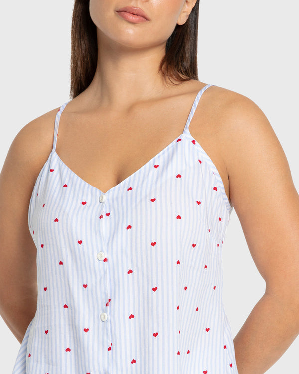 Isla & Evie Blue Heart Print Viscose Cami Pajama Set