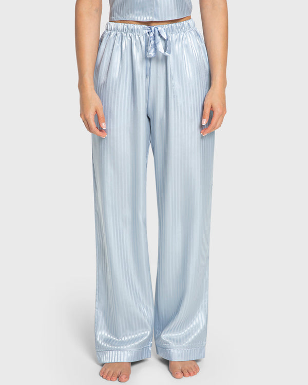Isla & Evie Blue Stripe Satin Pajama Set