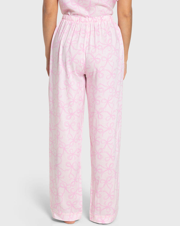 Isla & Evie Pink Bows Long Pant Pajama Set Light Pink / S