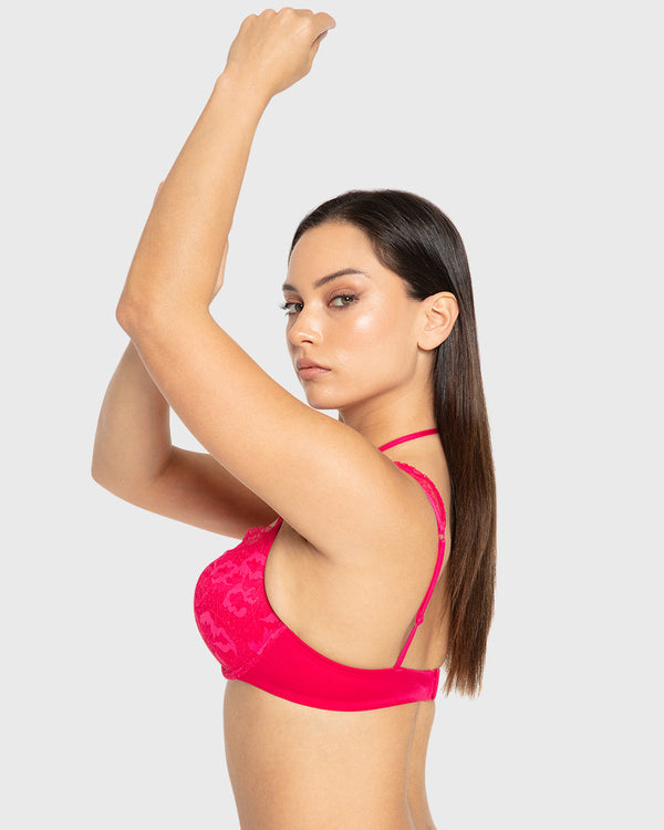 Isla & Evie Bright Rose Double Push-Up Plunge Bra Bright Rose / 34B