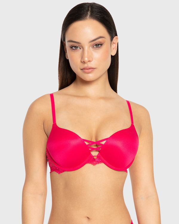 Isla & Evie Bright Rose Double Push-Up Plunge Bra Bright Rose / 34B