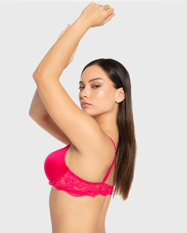 Isla & Evie Bright Rose Double Push-Up Plunge Bra Bright Rose / 34B