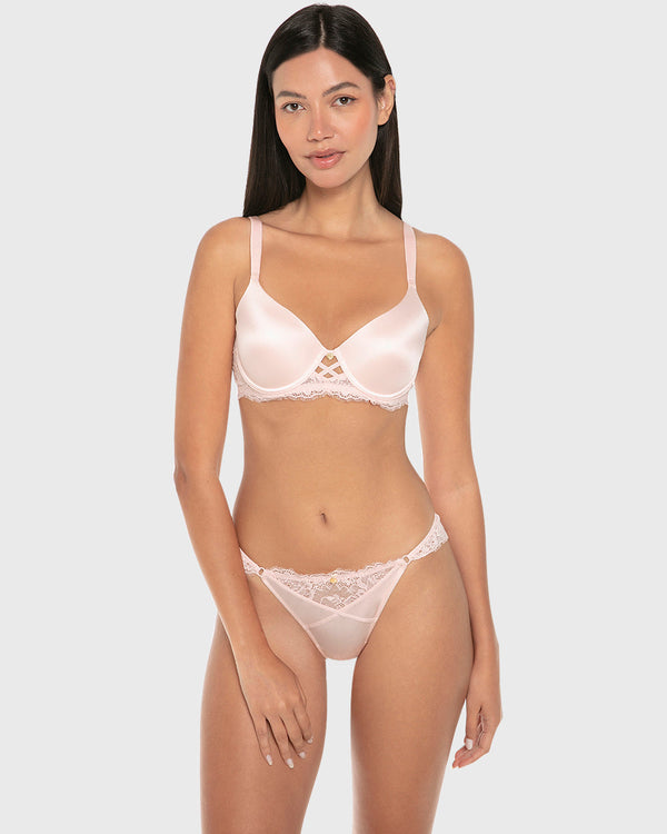 La Senza Isla And Evie Sexy Fashion Lace Thong Panty Rose Quartz Rose Quartz / S