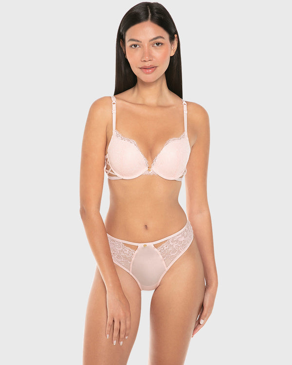La Senza Isla And Evie Sexy Fashion Lace Micro Cheeky Panty Rose Quartz Rose Quartz / S