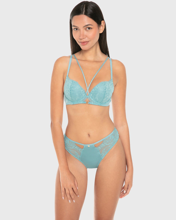 La Senza Isla And Evie Sexy Fashion Lace Micro Cheeky Panty Reef Waters Reef Waters / S