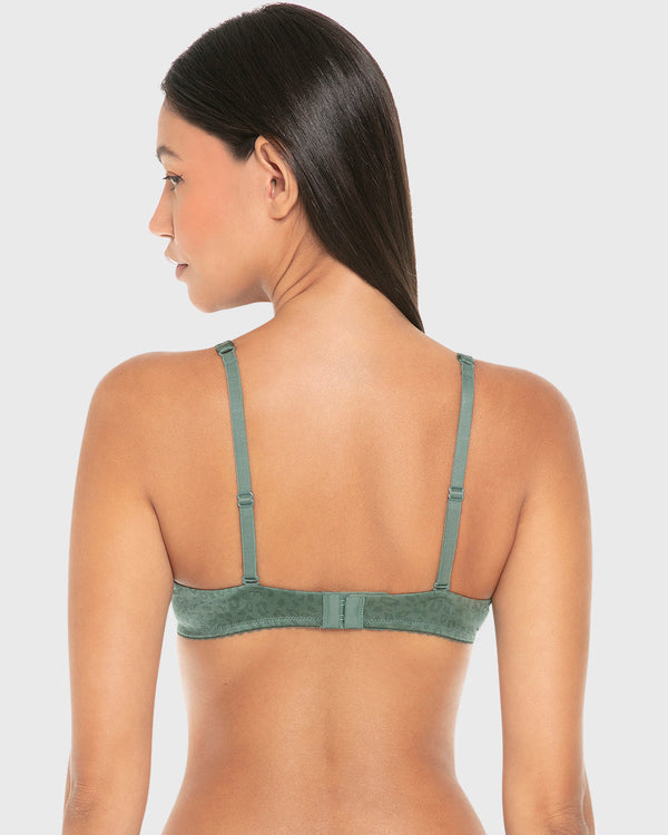 Isla & Evie Lightly Lined Full Coverage Bra Silver Pine Print / 34B